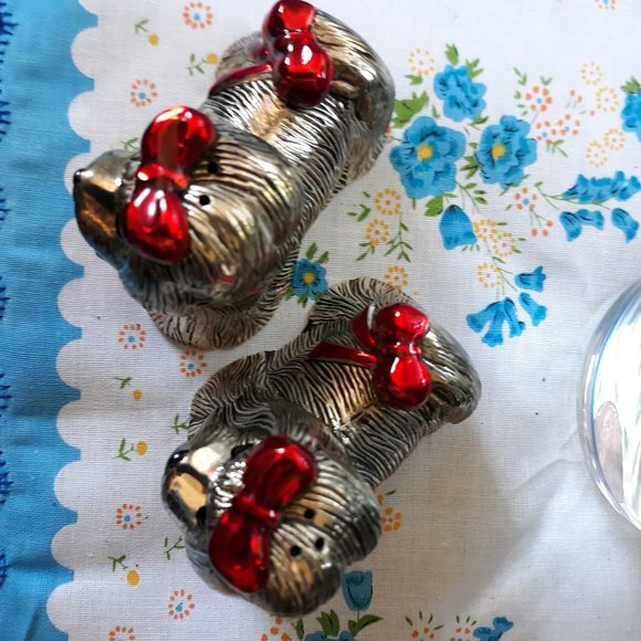 Silver plate Yorkie Salt & Pepper Shakers - Picture 7 of 10